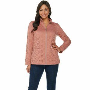 NWT‎ DENIM & CO ROSE LACE ZIP FRONT JACKET SMALL